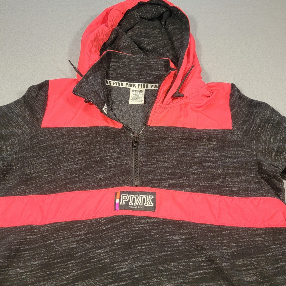 PINK Victoria's Secret Pullover Hoodie Gray Pink Athleisure Womens Size‎ Medium